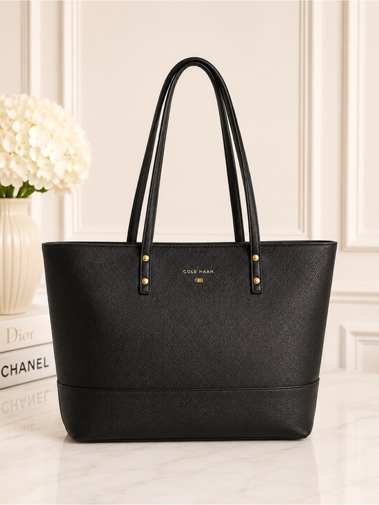 Cole Haan Handbags - Cole Haan Black Pebbled Leather Tote Shoulder Bag Work Laptop